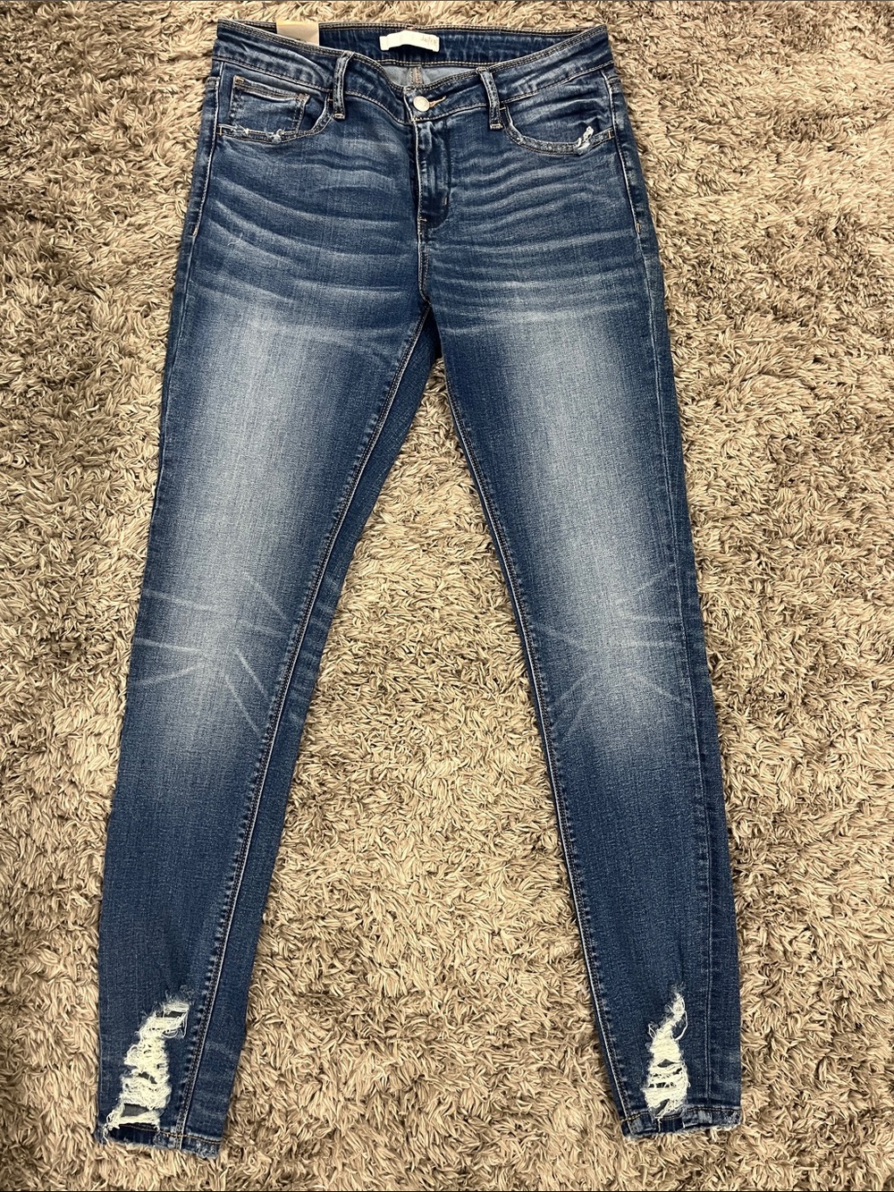 Daytrip Blue Washed Skinny Jeans with Ankle Distress